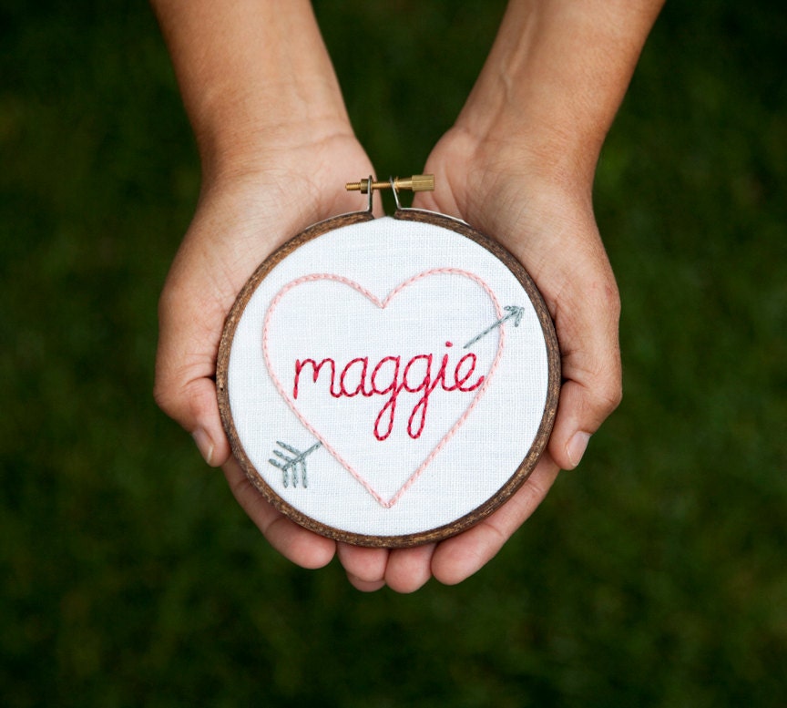 Baby Name Heart Sampler - Custom, Made to Order
