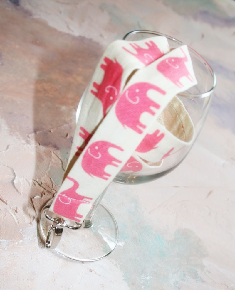 Lanyard, Fabric Lanyard, Id Badge Holder, ID Badge Lanyard in Elephant Walk Pink