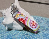 New - Wristlet Key Fob - Keylette - Fabric Keychain - Suzani