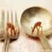 Deer Print, Curiosities, Surreal,Whimsy, Etsy Art, Nature Photography, Tiny Deer Grazing, Spoon, Fork, Lovely Wall Art