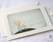 Greeting Card, birthday, special occasion, bear, girl, red shoes, star, wishes, blank