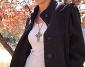Wool Coat Vintage 80s Charcoal Oversized Cozy Wool Winter Coat (s m)