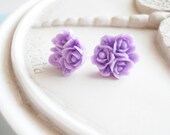 Stud Flower Earrings - Lilac Bouquet Posts - linkeldesigns