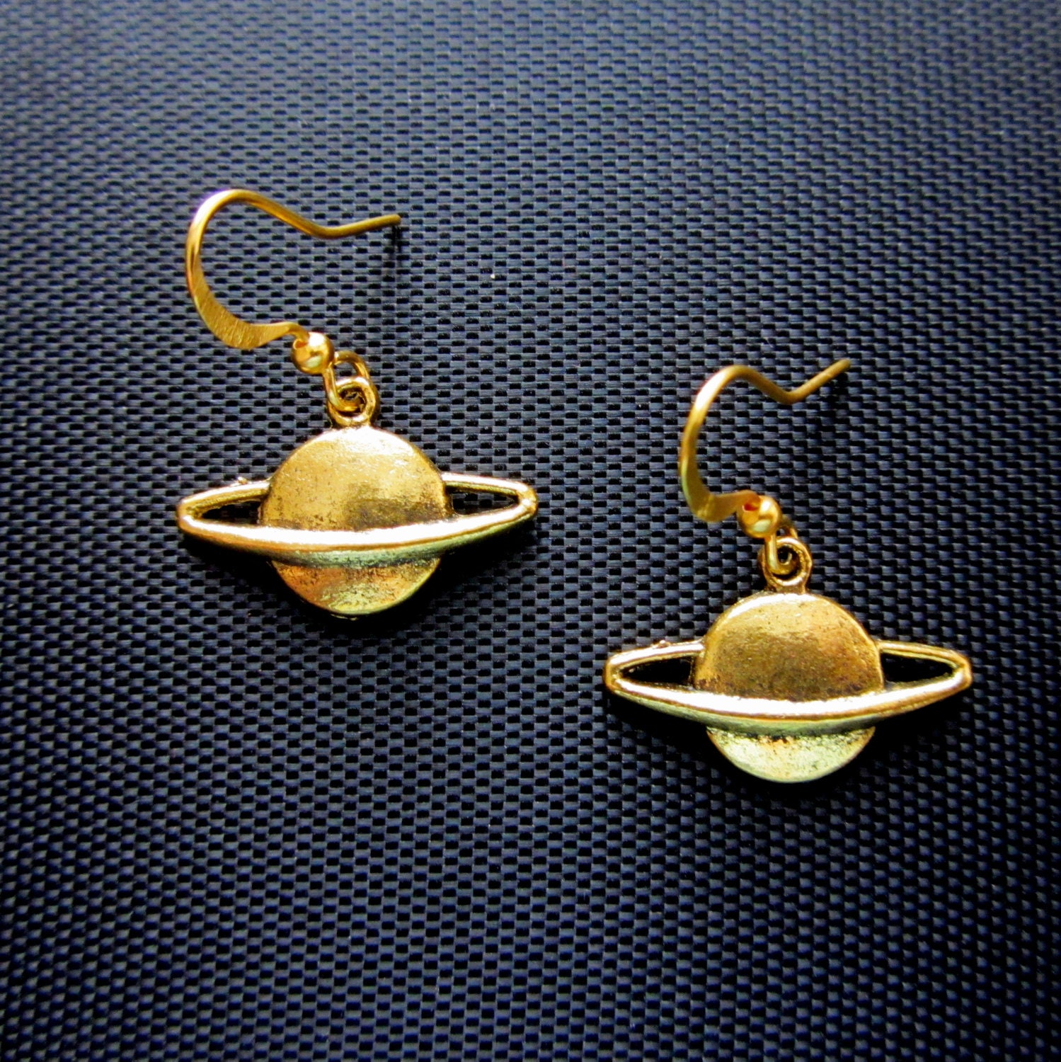 Little SATURN PLANET EARRINGS in Gold, Sailor Moon style, makes Great Bridesmaid Gift