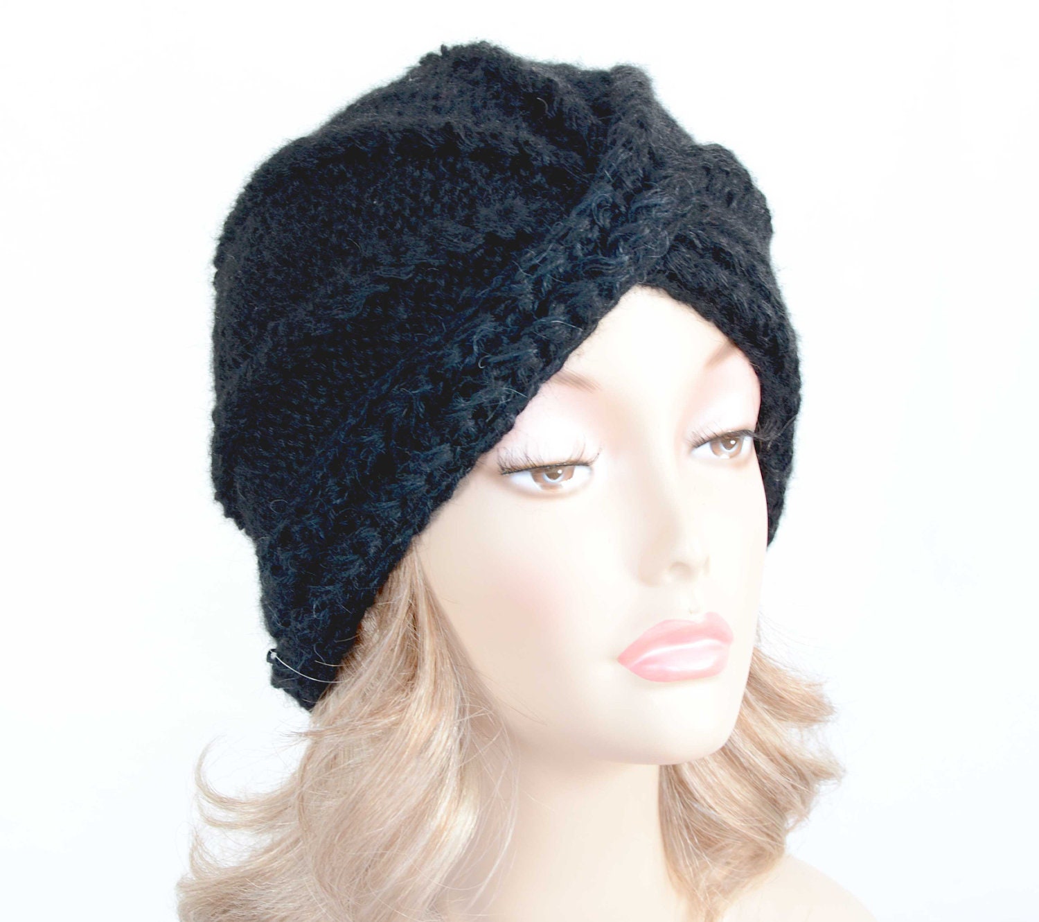 Turban Cloche Vintage Style Hat in Black Color Ready to Ship