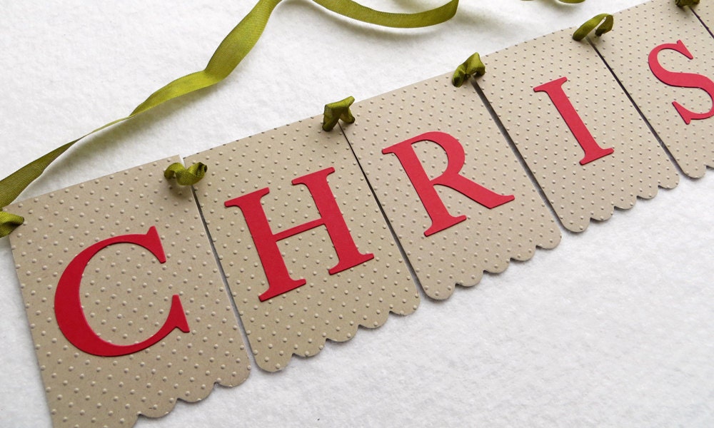 Christmas Banner - Embossed Sm Dots - READY TO SHIP - Christmas Decor Garland Holiday Home Decor Il_170x135