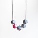 Geometric Necklace /Geometric Jewelry  / Wooden Necklace/  Grey Pink Necklace
