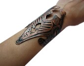 Etched Copper Cuff  - Medieval Keyhole Battle Design - Armor Jewelry  - Egyptian Aesthetic - handmade copper cuff bracelet