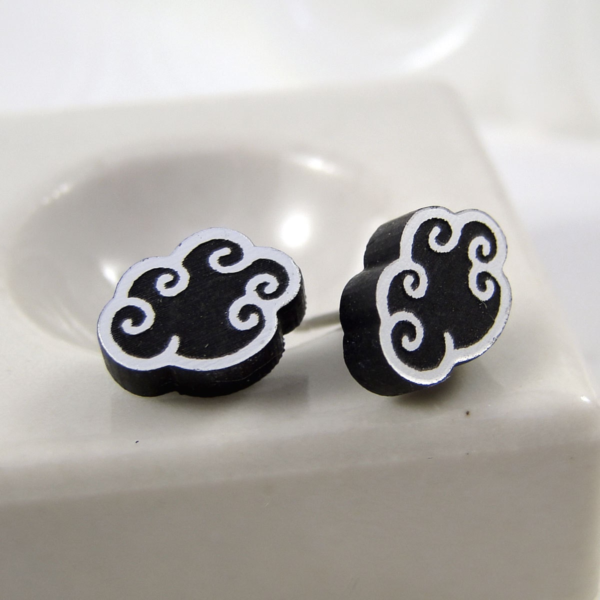 Silver Lining Rain Cloud Stud Earrings