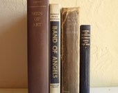 Set of 4 Vintage Books for Home Decor in Tan Brown Black