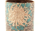 Leather cuff/ wallet wristband - Chrysanthemum