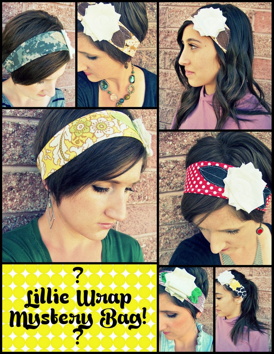 Mystery Bag - One Lillie Wrap - You Choose The Size - FREE SHIPPING - velcro fabric flower headband headwraps