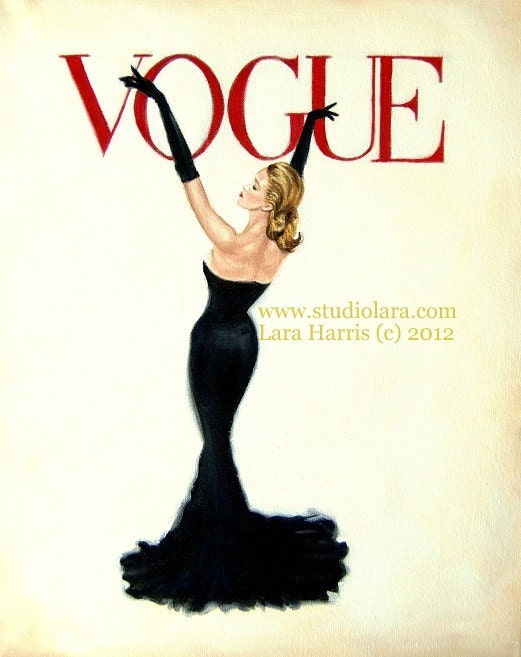 Strike a Pose . . . . .Original Painting in Oil by Lara 16x20 Portrait Vintage Vogue Cover Grace Kelly