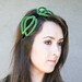 SALE, green bow headband, woman's hair accessory