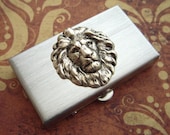 Small Pill Box Silver Lion Tiny Silver Tone Metal Pill Case Gothic Victorian Steampunk Style