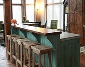 YOUR Reclaimed Rustic and Recycled Oak Barn Wood 33"-36" inch tall Rectangle Top Bar Stool