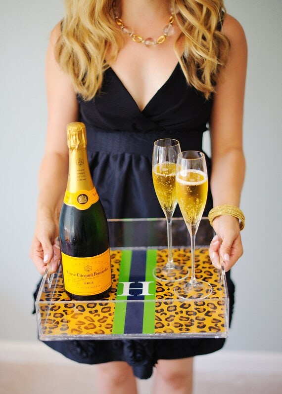Personalized Lucite Tray - CHEETAH Collection - you pick color