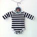 Baby Boy Unisex Striped Black and White Onesie Bodysuit - With Sleeves