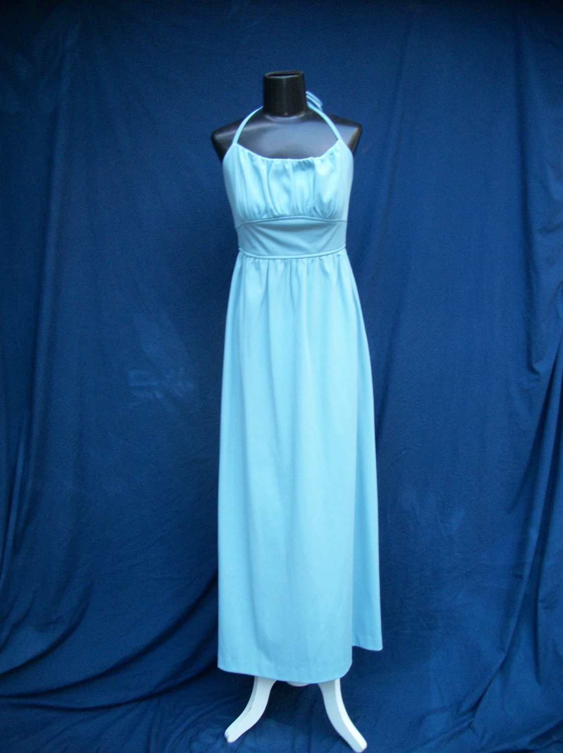Sale 70s Sexy Slate Blue Maxi Dress Size Extra Small