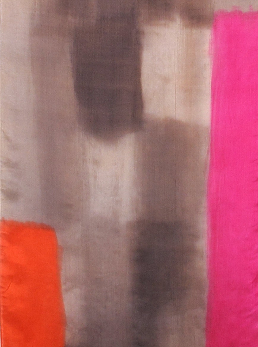 Scarf silk hand painted. Dim grey scarf with fuchsia pink and orange.Modern stylish scarf.Painting on silk by Dimo