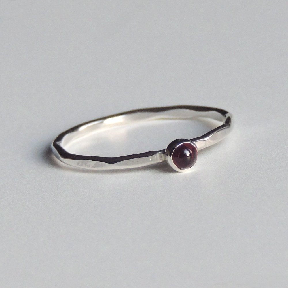 Garnet Ring Sterling Silver Stacking Ring Red Stone Ring