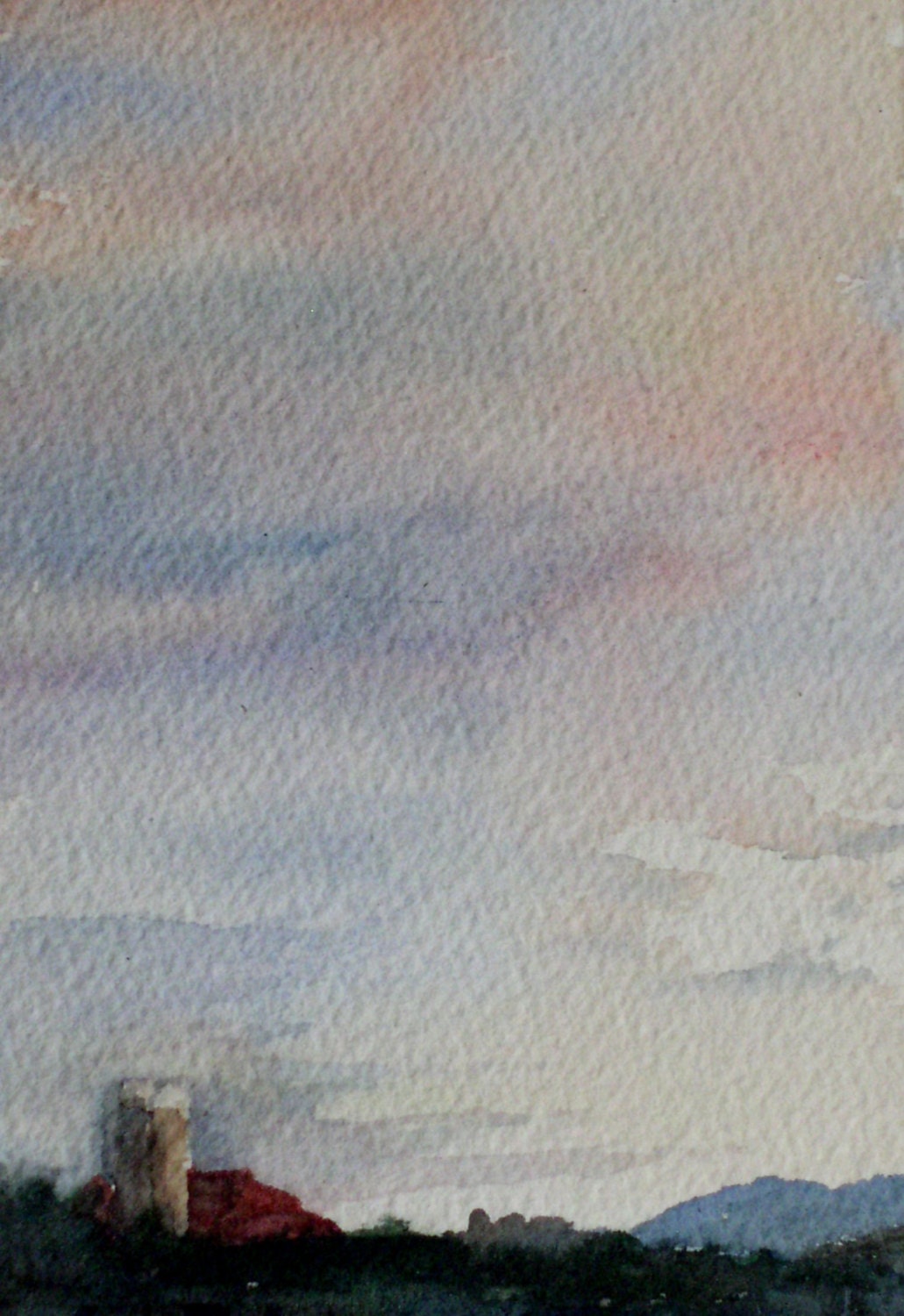 Vermont Farm Watercolor Landscape Painting Morning Sunrise Original Nature Art Laurie Rohner
