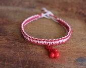 Red and White Cherries Hemp Bracelet