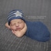 Ready To Ship - Personalized Striped Hat / Beanie Size new born (Washable yarn made from recycled materials) Slate Gray, blue stripes