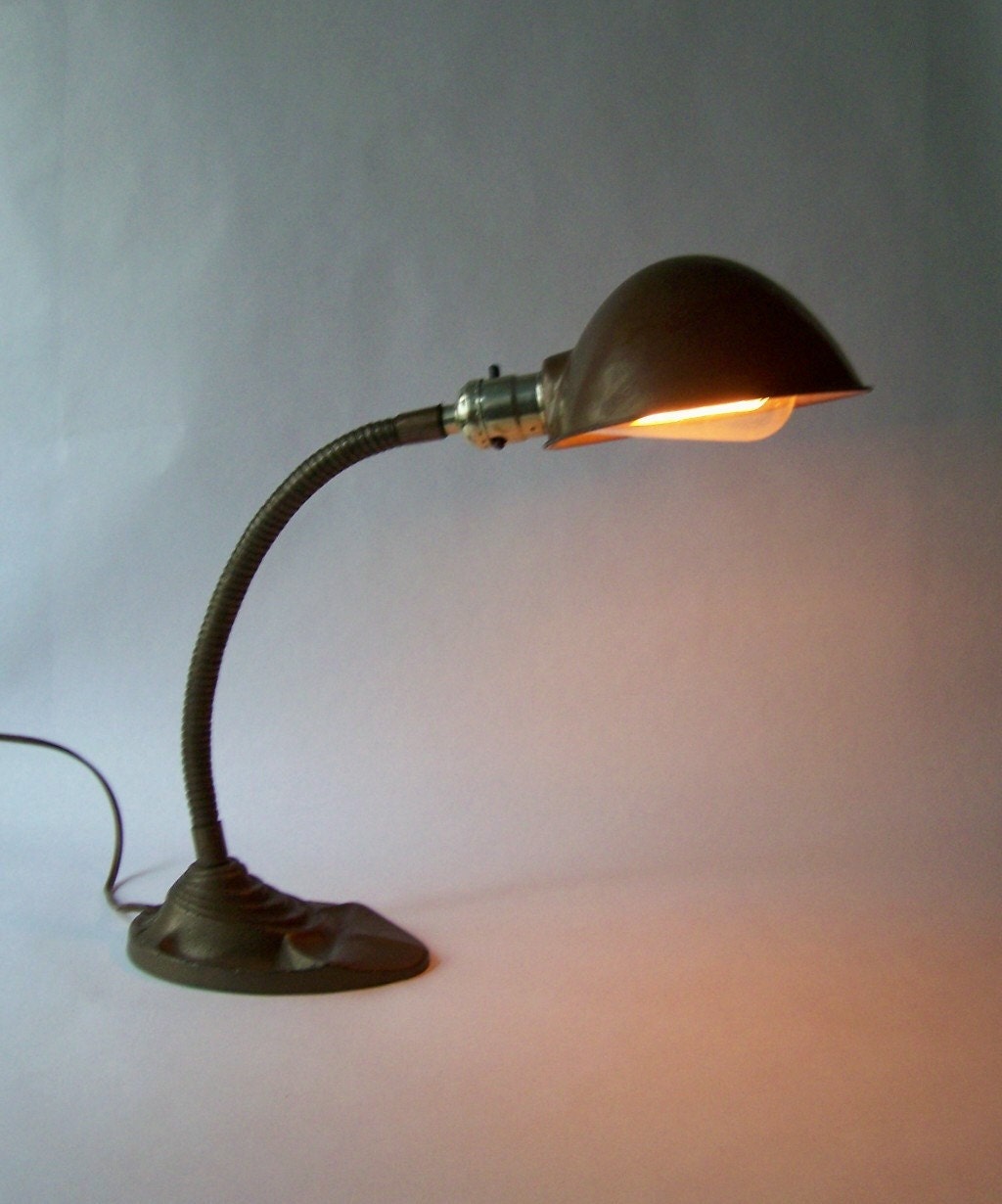 Vintage Tabletop Gooseneck Lamp, Deco, Industrial, Lighting