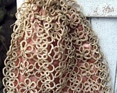 Antique crochet tatting/tatted purse with silk lining, beautiful handwork, wonderful condition, ecru color