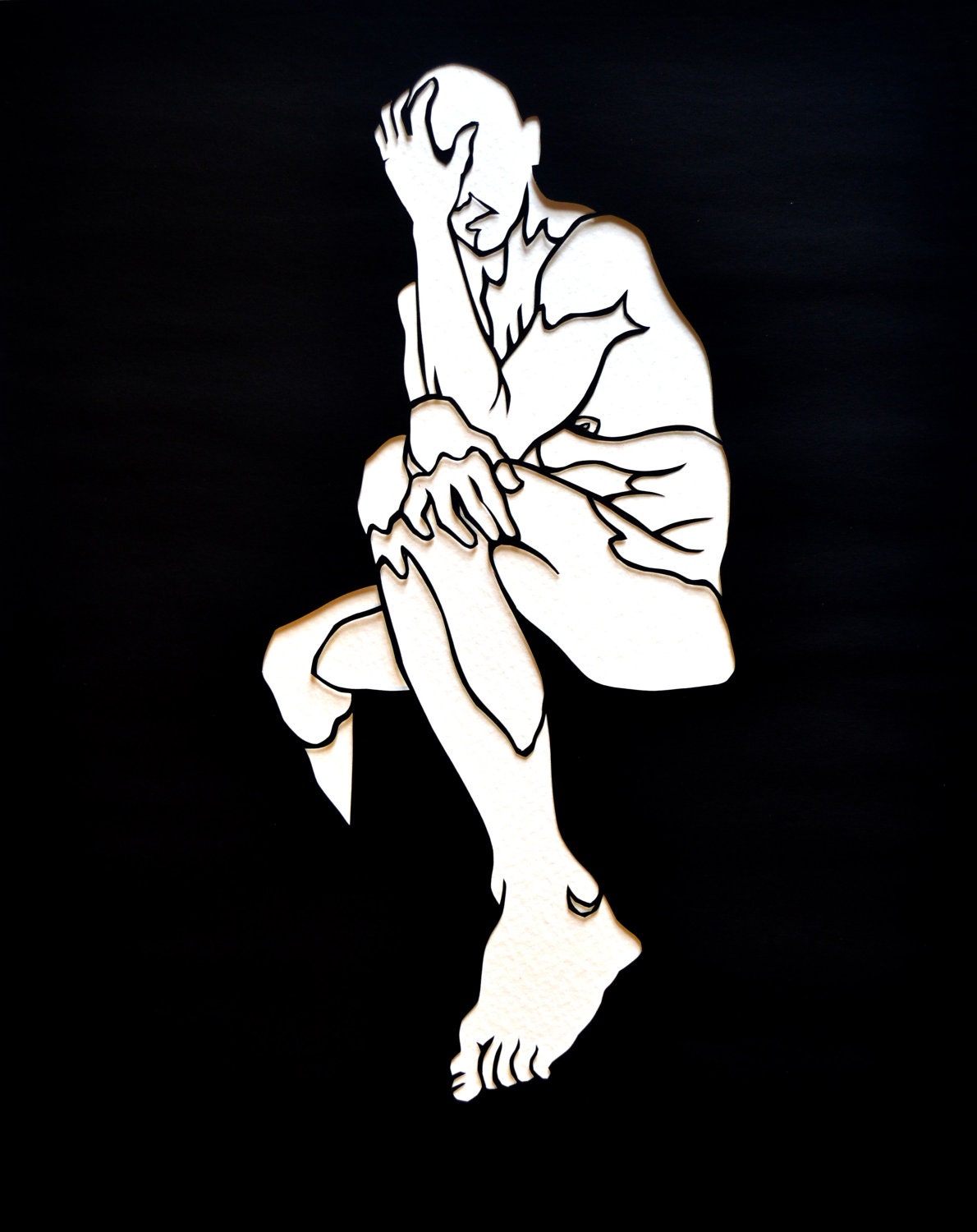 Pondering Man - Original Paper Cut