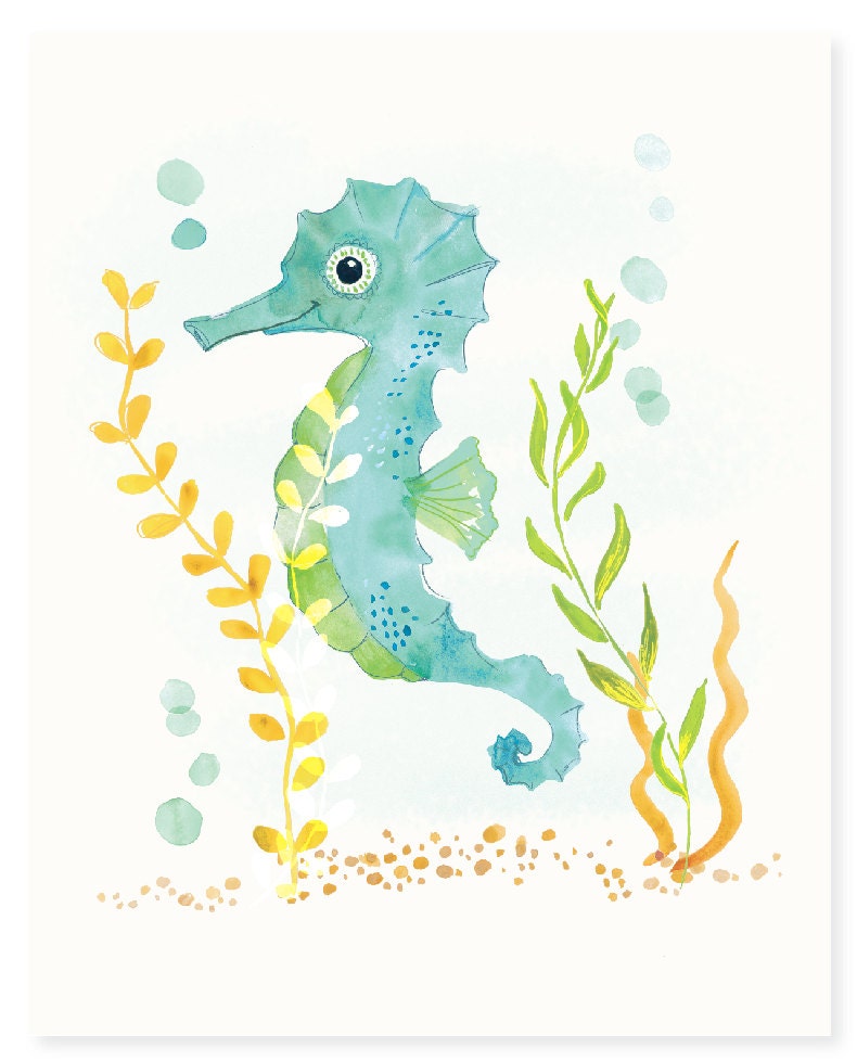 Watercolor Seahorse Print (8x10)