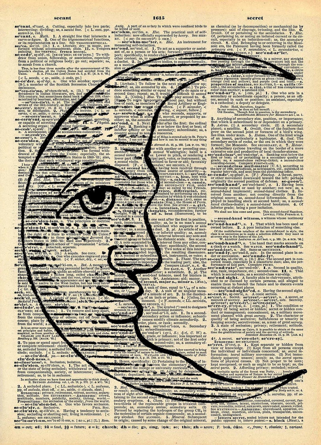 Vintage Book Print - Man in the Moon - Recycled Antique Book Print -Victorian Steampunk Night Sky Art Print - Altered Book Art