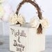 Personalized Flower Girl Basket Shabby Chic Wedding Decor Vintage Paper Roses Rustic