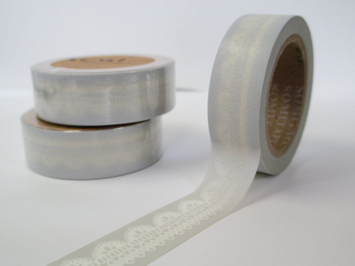 Washi Tape White Lace on Gray
