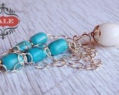 SALE White Agate and Dyed Howlite Sterling Silver Pendulum Necklace