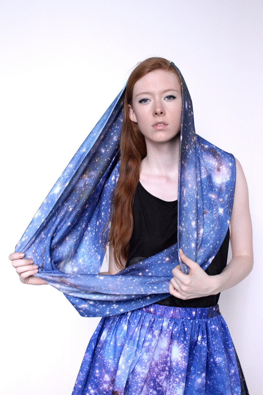 Galaxy Scarf SMC Nebula Circle Scarf, Galaxy Printed Scarf, Infinity Scarf, Warm Scarf, Organic Cotton.