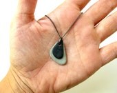 Natural rock necklace handmade from black and grey beach stone. Zen Stone Necklace, Black on Grey - 943.