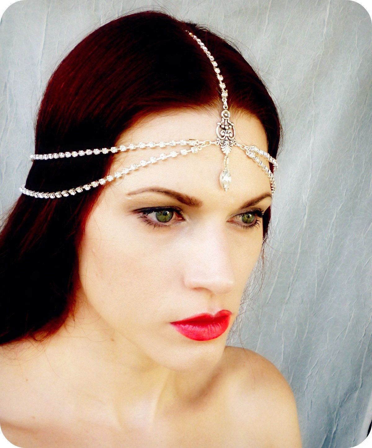 Great Gatsby Headdress - Silver Rhinestone Vintage Art Deco Flapper Headpiece