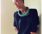 INDIGO---crocheted fiber necklace in "sea" & "chai"