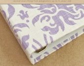 Baby  Book (Pregnancy - 5 Years) - Purple and White Damask (134 designed journaling pages & personalization included with album)