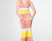 Color Band Maxi Dress with Sheer Back