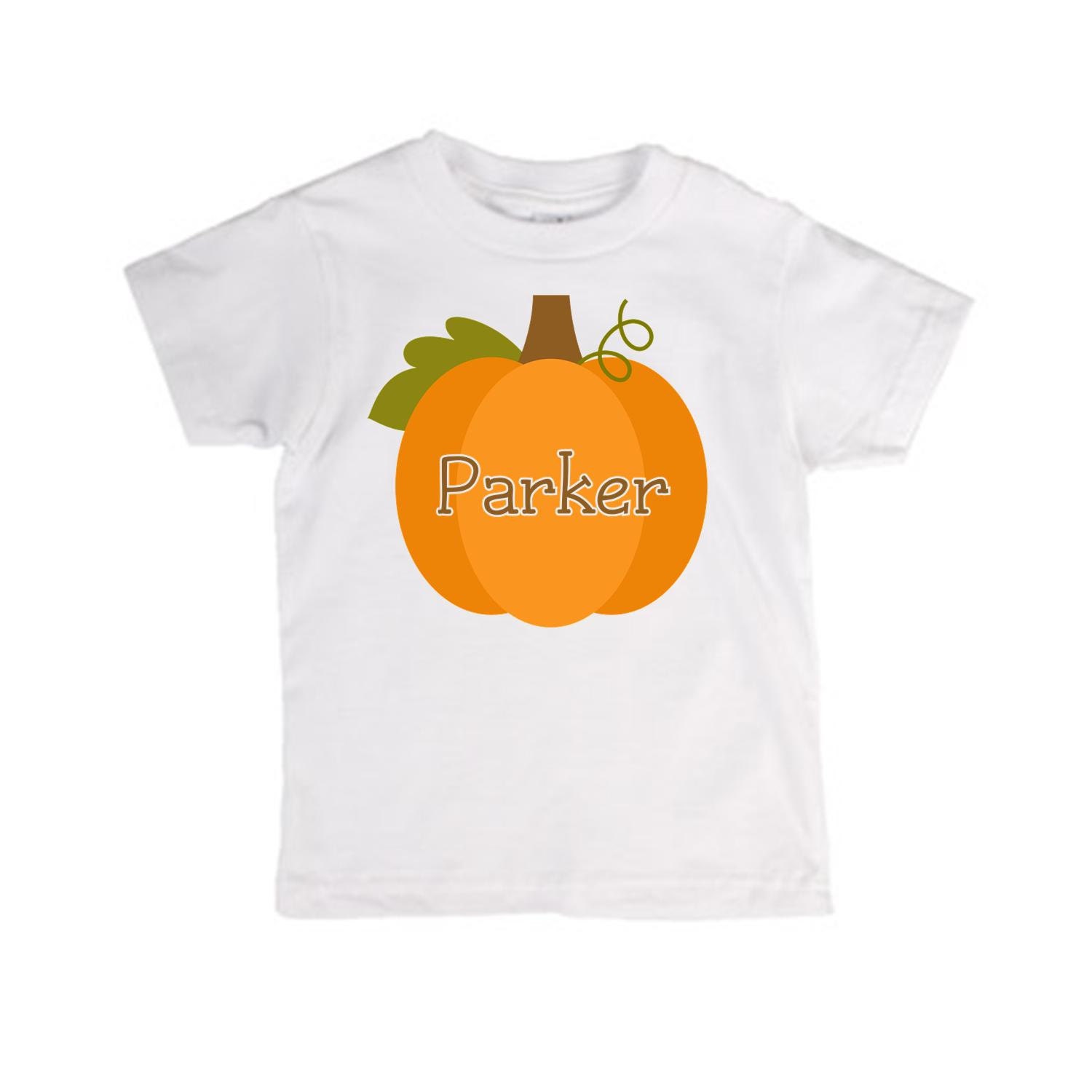 Personalized Children's T Shirt--Fall Pumpkin with Print