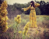 VINTAGE 70s Ethereal Citron Floral Chiffon Maxi Dress // see store for coupon code
