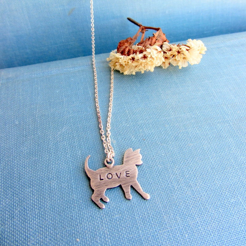 Sterling silver cat necklace, Animal pet jewelry, love necklace, custom jewelry, personalized jewelry