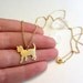 Gold cat necklace, Animal pet jewelry, long pendant, long chain necklace
