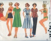 Vintage Sewing Pattern - Dress or Top, Shorts and Bikini - Style 1558 - Size 10 Bust 32.5
