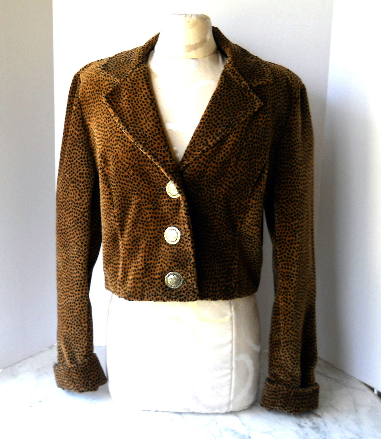 Painted Pony Animal Print Short Jacket // Faux Spotted Cat (Size M)