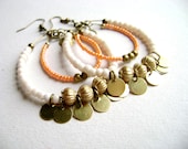 On the quiet - coral peach ivory golden big boho style earrings