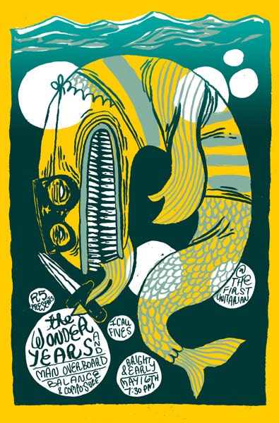 The Wonder Years "Fish" Gigposter Hand Screeprinted F.U. Church